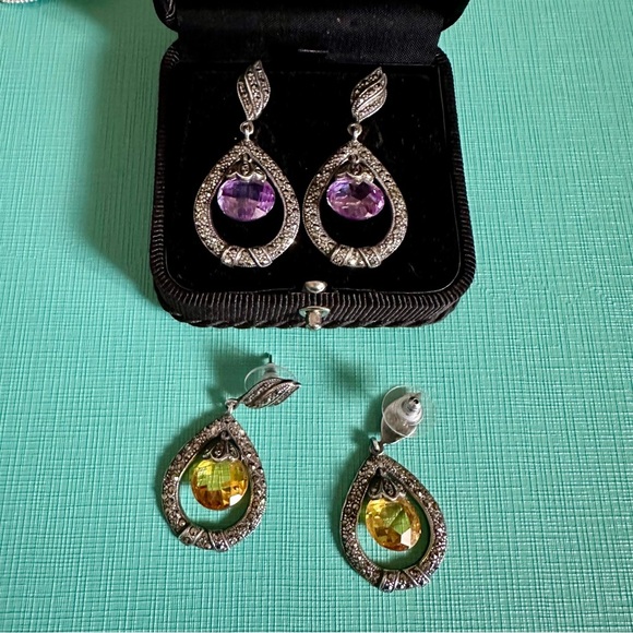 Jewelry - 💎 Silvery Dangly Gemstone Earrings vintage - sold separately!